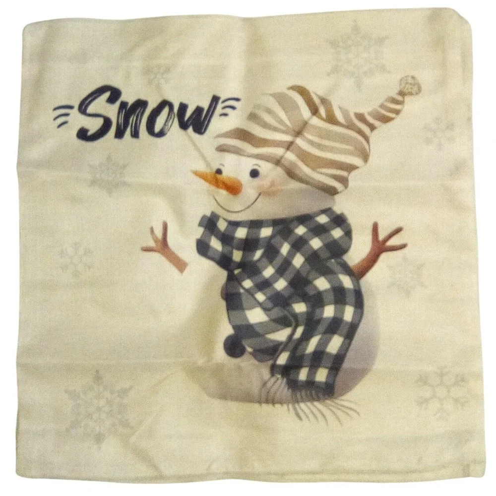 Christmas Pillow Covers Set of 4 Joy Snowman Wreath Tree Farmhouse Decor